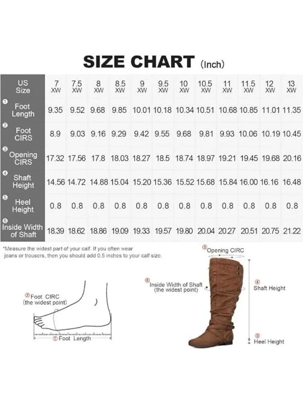 Mysoft Size 10 XW Boots Extra Wide Calf Slouchy Knee-High Dark Brown Side Zipper